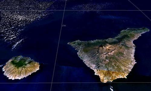 La Gomera and Tenerife Satellite photo