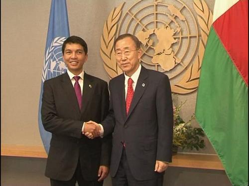 President Andry Rajoelina meets United Nations secretary-general Ban Ki-Moon