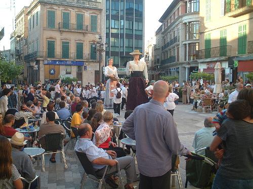 Folk parade with Giants in Manacor, Mallorca