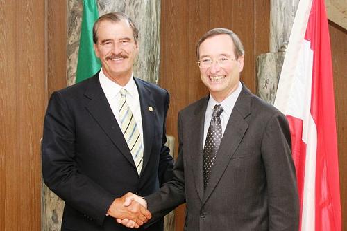 Mexican president Vicente Fox (left) and Austrian politician Christoph Leitl