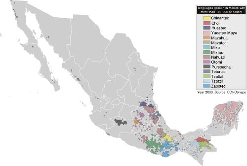Languages spoken by over 100,000 residents in Mexico 