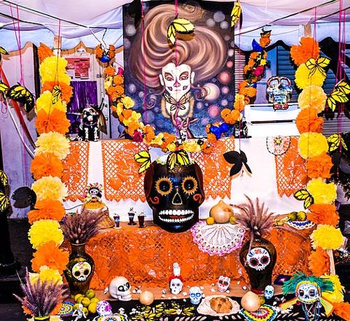 An altar is an important part of the Día de la muertos festival. Usually decorated with the things the dead person liked the most