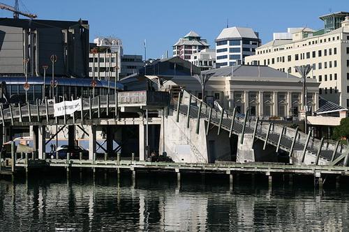 City to Sea Bridge, Michael Fowler Centre and Wellington Town Hall in background