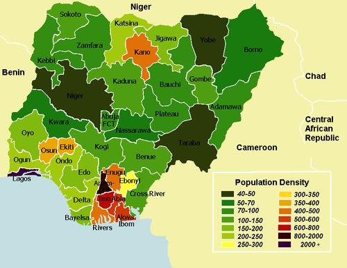 Population density Nigerian states