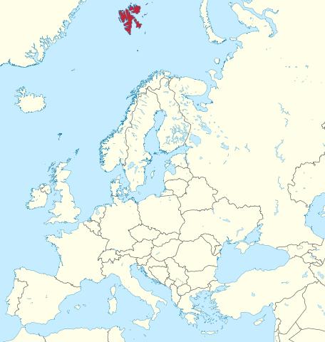 Location Svalbard in relation to Norway 