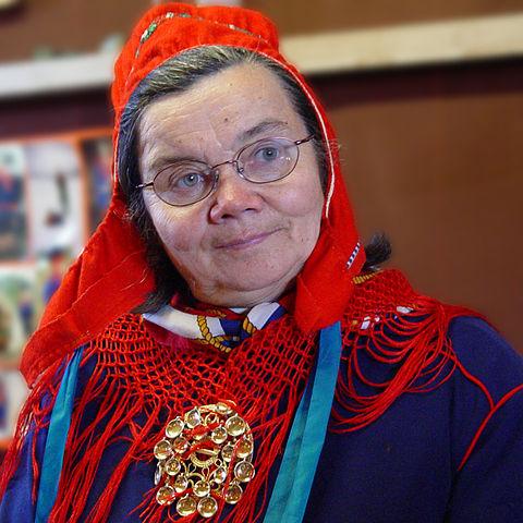 Sami woman in traditional costume, Norway