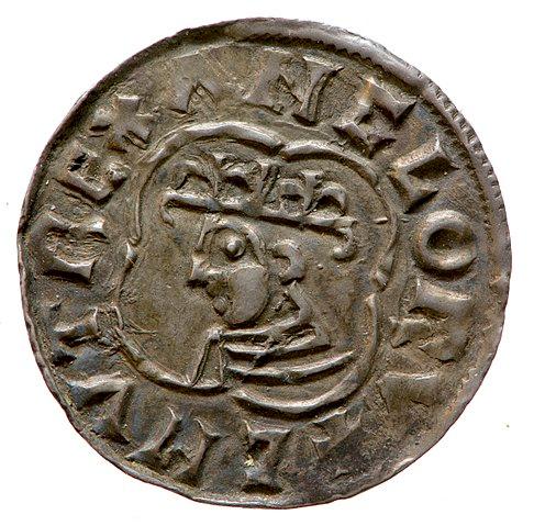 Silver coin depicting Knut the Great, Norway 