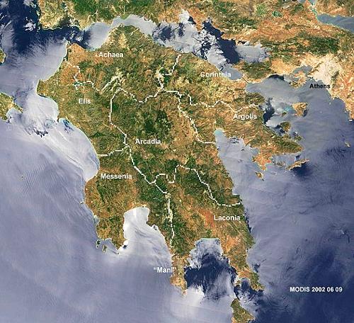 Peloponnese Satellite Photo