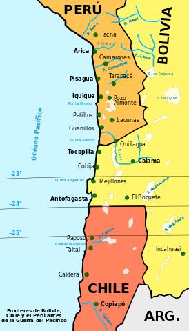Borders of Bolivia, Chile and Peru before the Pacific War