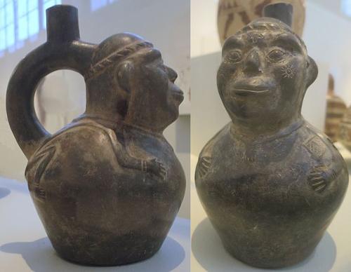 Stirrup-spout vessel, Chimú culture, Peru, late 15th-early 16th century, black pottery