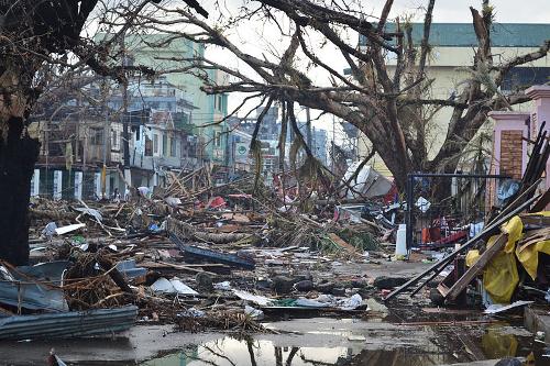 Damage caused by Typhoon Haiyan in Tacioban on Leyte Island in the Philippines