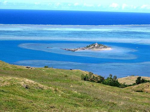 Coastal landscape of Rodrigues with the island of Ile de Hermitage