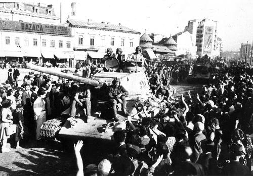 Red Army is greeted in Bucharest, Romania