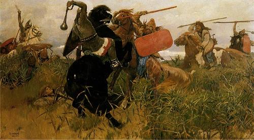 Battle between the Scythians and the Slavs, Russia 