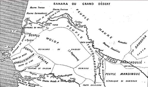 Map of the area around the Senegal River 1853