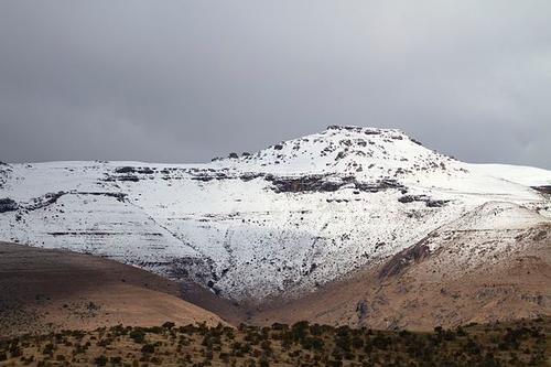 Thin layer of snow on Bankberg Mountains, Eastern Cape, South Africa