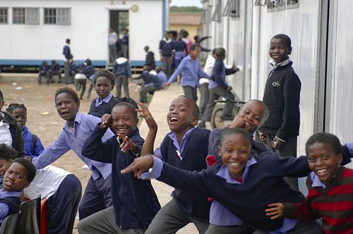 Students of the Lukhanyo Primary School, Zwelihle Township of Hermanus, Western Cape provincie, South Africa