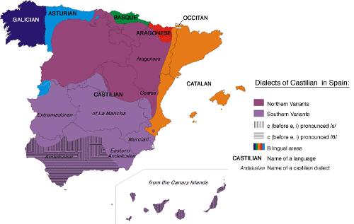 Spanish dialects map