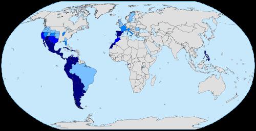 Spanish language map