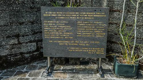 The memorial sign commemorating the December Murders in Suriname on December 8th, 1982