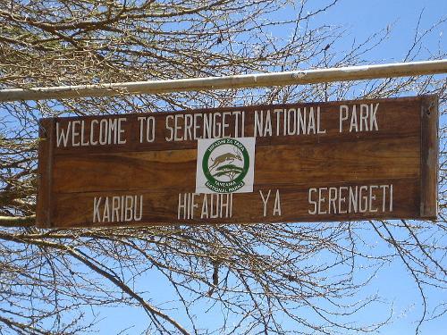Entree sign Serengeti National Park, Tanzania