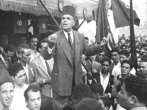 Habib Bourguiba delivers a speech in Bizerte, Tunisia