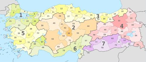 Map of administrative divisions of Turkey