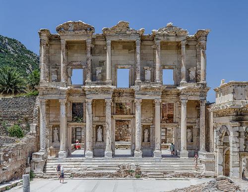 Façade of the Celsus library, in Ephesus, Turkey
