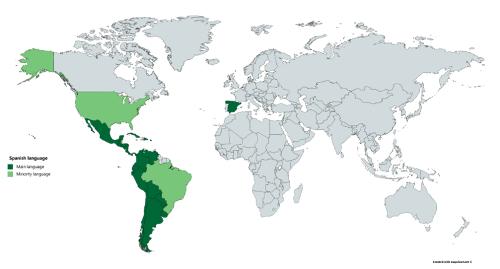 Spanish language map of the world