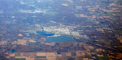 Midland, Michigan, USA with Dow Chemical plant and headquarters