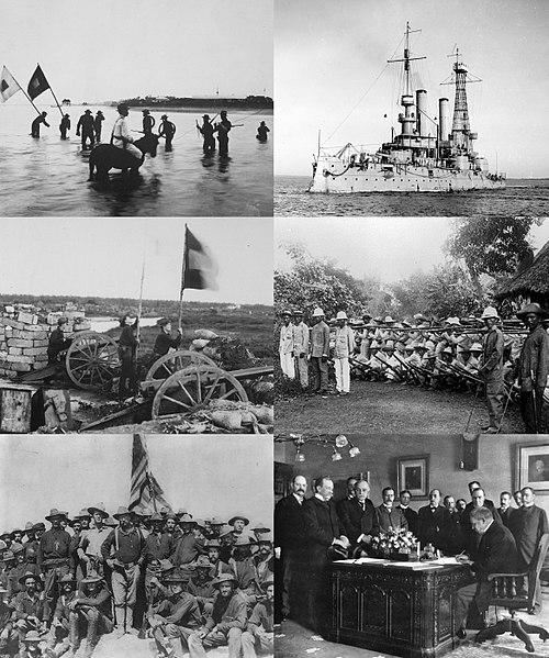 Collage photographs Spanish-American War, USA