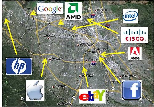 Leading (computer)companies all together in Silicon Valley, USA