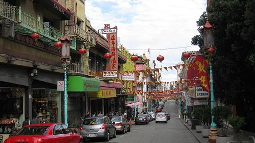 Chinese and English signs in Chinatown San Francisco, USA