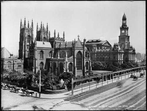 Sydney Town Hall and St Andrew's Cathedral around 1900 