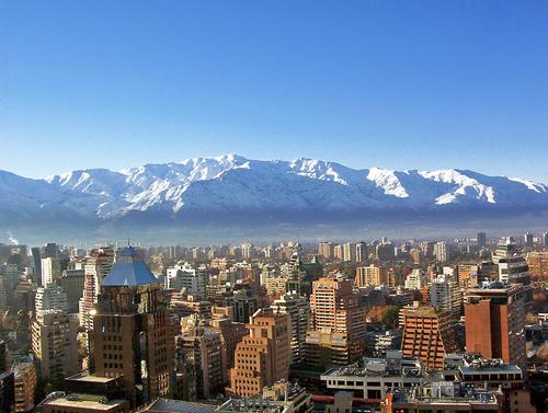 Santiago with the Andes mountains in the background