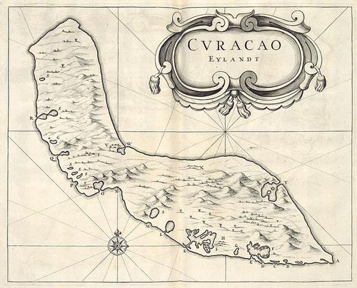 Map Curacao from 1644 