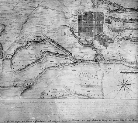 Map Guatemala City from 1821