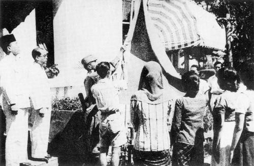 Flag of independent Indonesia is hoisted in Jakarta 