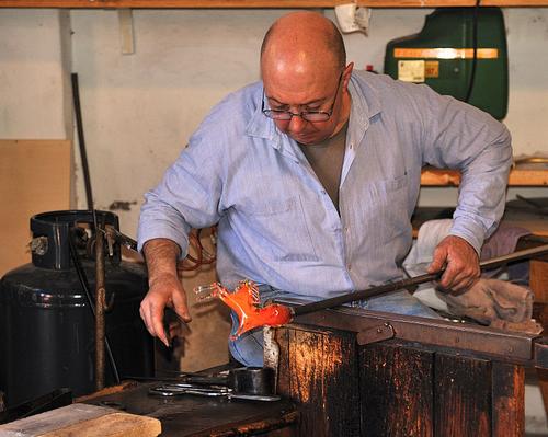 Glassworker on the island of Murano