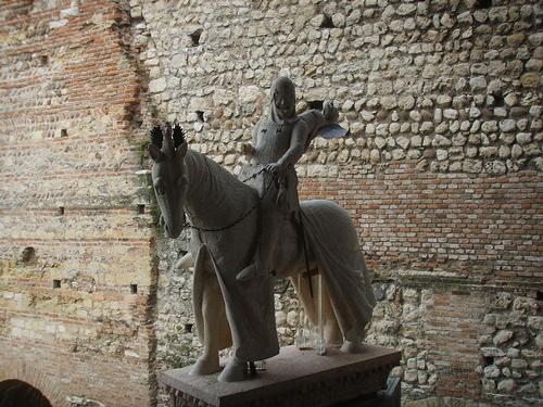 Statue Cangrande I in Castelvecchio museum in Verona