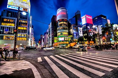 Ginza in Tokyo at night 
