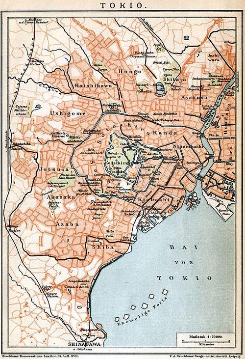 Map of Tokyo from 1896 