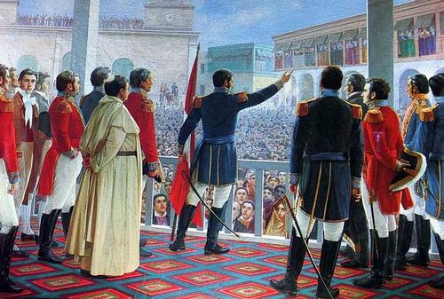 Declaring of Independence in Peru in 1821 painting by Juan Lepiani