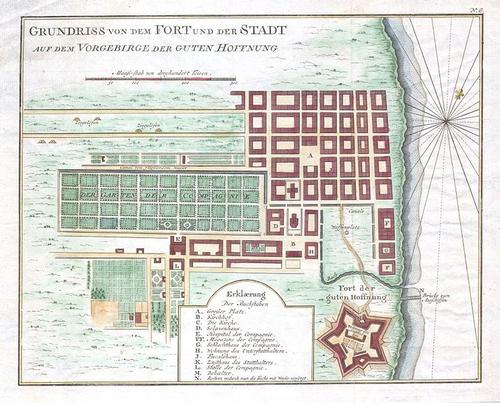 Map of Cape Town from 1750